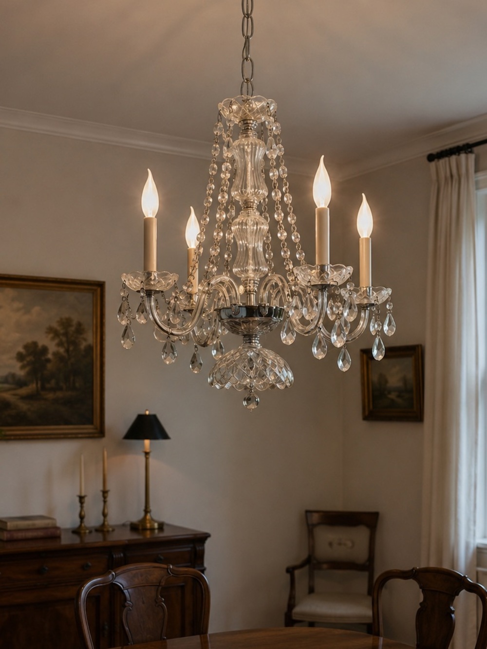 Crystal 5-Light Chandelier in Clear and Brass Tones